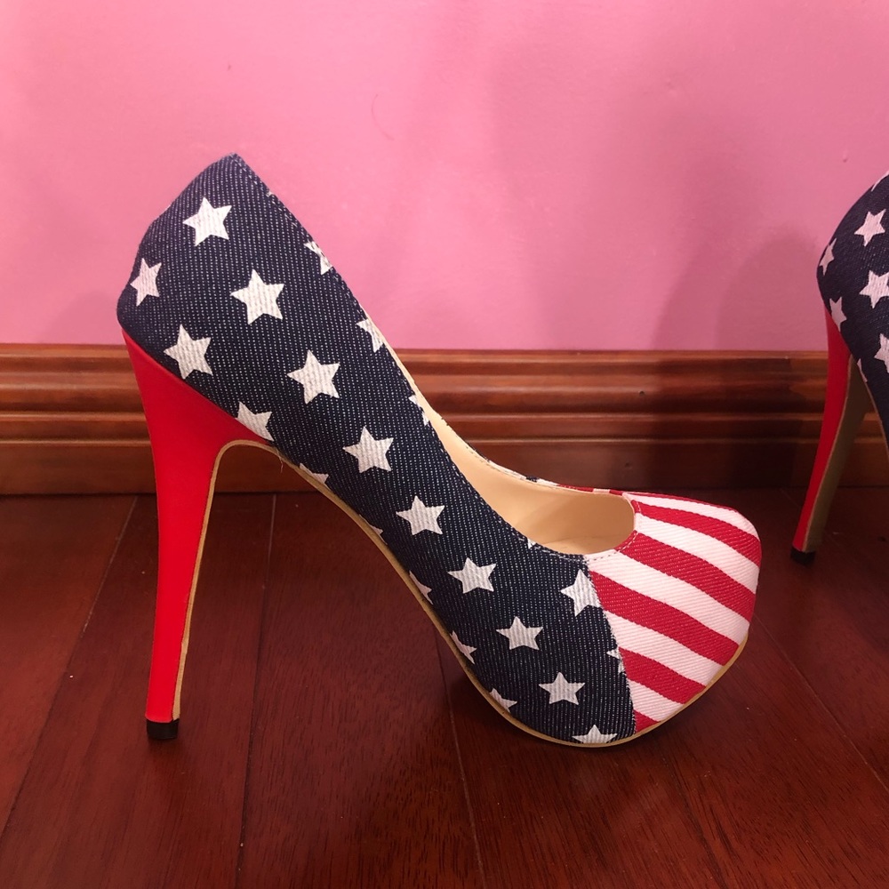 Patriotic Heels Pumps American Flag - Gem